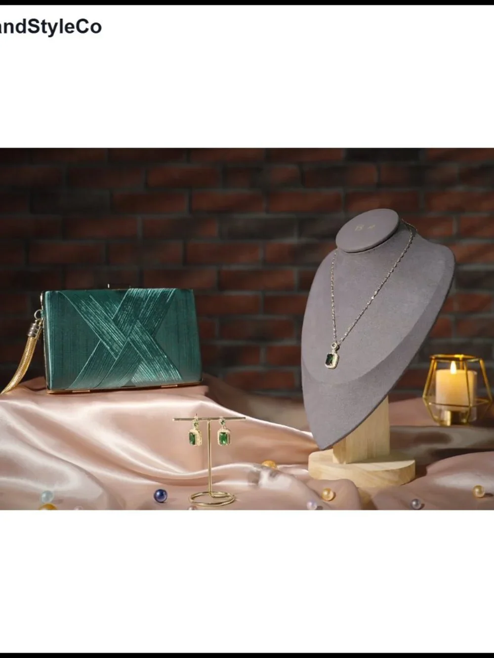 Velvet Evening Clutch Purse with Earrings & Necklace Jewelry Set